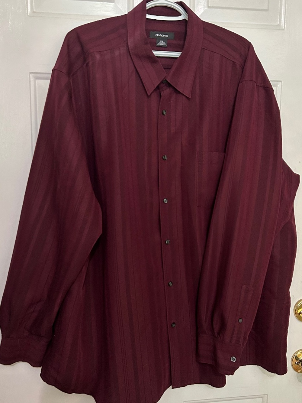 Claiborne, Long Sleeve Dress Shirt, 2XL, Burgundy